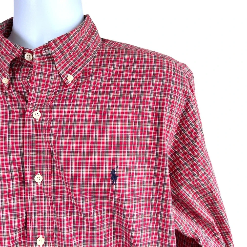 Ralph Lauren Mens Classic Fit Shirt Sz L Plaid‎ Button Down Long Sleeve Preppy